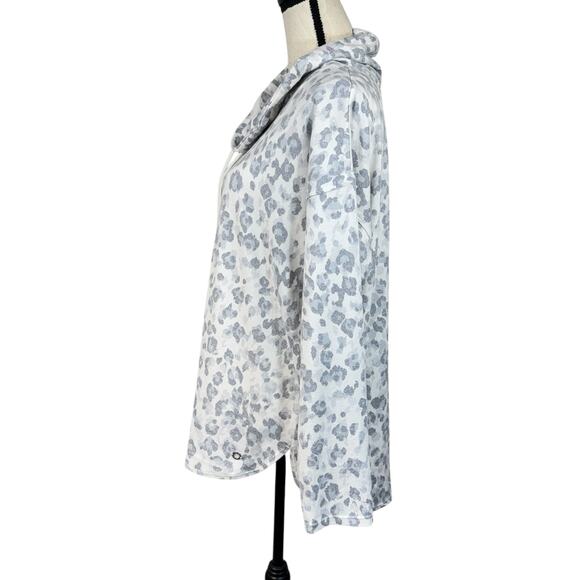 Calvin Klein X-Large Sweatshirt Leopard Print Cowl Neck Stretch Long Sleeve Slit - Picture 5 of 8